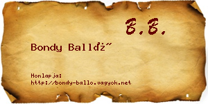 Bondy Balló névjegykártya